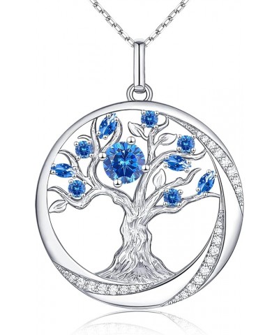 JD&P Tree of Life 925 Sterling Silver Birthstone Necklace for Women, Silver/Gold/Rose Gold Cubic Zirconia Pendant Necklace Je...