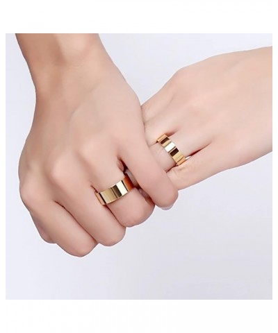 14K Gold Plated Rings for Women Girls Stacking Stackable Band Thumb Pointer Finger Ring Comfort Fit 6mm_Size：10 6mm Gold_6mm ...