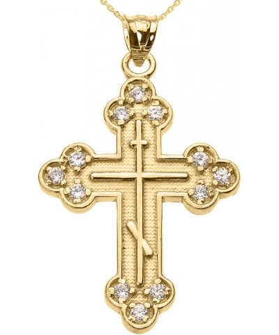 14k Yellow Gold CZ Eastern Orthodox Cross Pendant Necklace 16 Inches $120.89 Necklaces