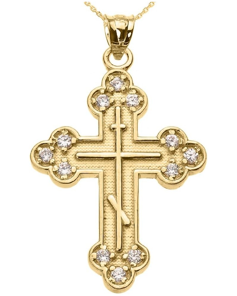 14k Yellow Gold CZ Eastern Orthodox Cross Pendant Necklace 16 Inches $120.89 Necklaces