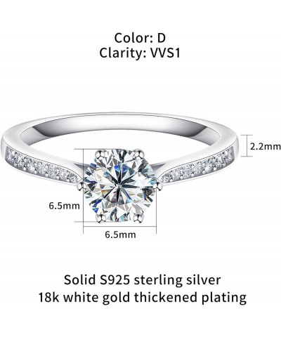 1ct 1.5ct 2ct Moissanite Engagement Rings for Women, D Color Round Solitaire Lab Diamond Ring 18K White Gold Plated 925 Sterl...