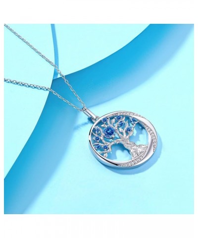 JD&P Tree of Life 925 Sterling Silver Birthstone Necklace for Women, Silver/Gold/Rose Gold Cubic Zirconia Pendant Necklace Je...