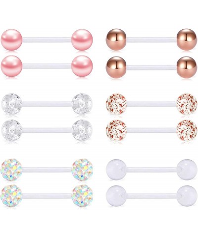 14G Nipple Rings Tongue Rings Clear Acrylic Flexible Straight Piercing Barbells 12PCS 12.0 Millimeters $7.79 Body Jewelry