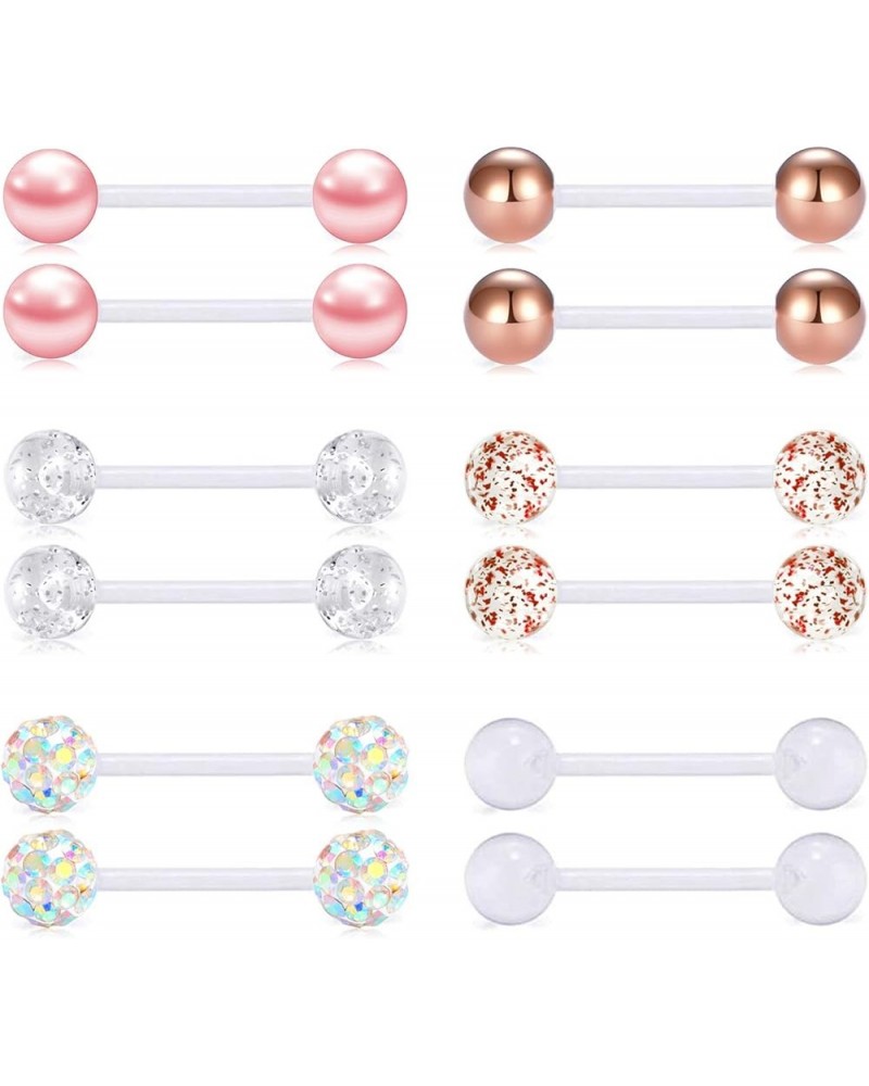 14G Nipple Rings Tongue Rings Clear Acrylic Flexible Straight Piercing Barbells 12PCS 12.0 Millimeters $7.79 Body Jewelry