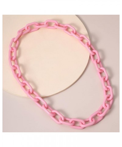 Long Acrylic Chunky Necklace for Women Cute Link Paperclip Chain Collar Necklace for Women Gifts Princess Pink $7.37 Necklaces