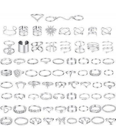 70PCS Knuckle Rings for Women Stackable Joint Midi Finger Ring Set B: Silver Tone $9.24 Rings