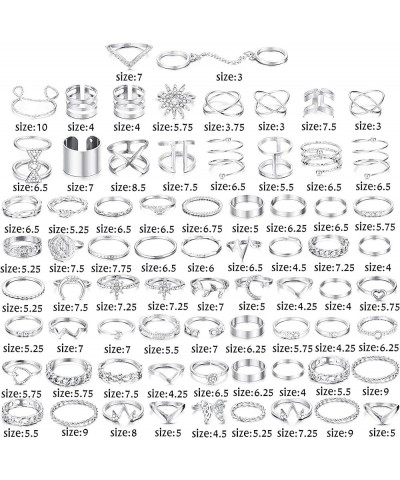 70PCS Knuckle Rings for Women Stackable Joint Midi Finger Ring Set B: Silver Tone $9.24 Rings