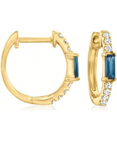 by Ross-Simons 0.30 ct. t.w. London Blue Topaz and .10 ct. t.w. Diamond Huggie Hoop Earrings in 14kt Yellow Gold $129.00 Earr...