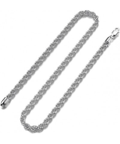 925 Sterling Silver Rope Chain 2/2.5/3/4/5mm Necklace for Men Silver/Gold Link Chain for Women 16-30 Inches 16 4mm Silver $18...