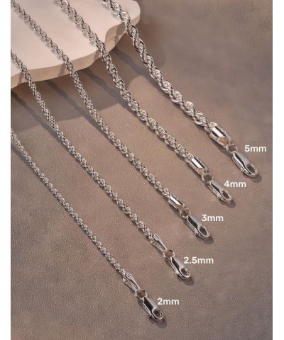 925 Sterling Silver Rope Chain 2/2.5/3/4/5mm Necklace for Men Silver/Gold Link Chain for Women 16-30 Inches 16 4mm Silver $18...