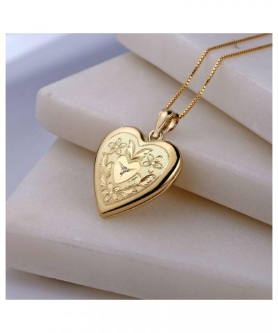 14K Gold Filled Floral Heart Photo Locket with Diamond - 3/4 inch x 3/4 inch - Includes 18 inch Chain Locket + 1 Photo $33.77...