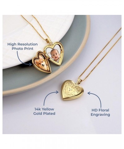 14K Gold Filled Floral Heart Photo Locket with Diamond - 3/4 inch x 3/4 inch - Includes 18 inch Chain Locket + 1 Photo $33.77...