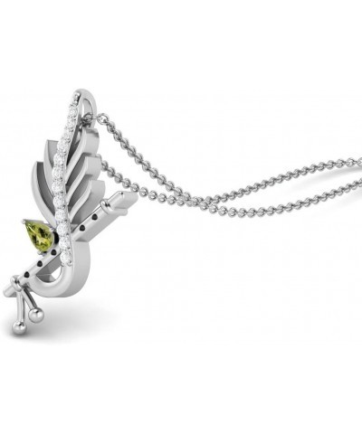 KRISHNA FLUTE LEAF 925 Sterling Silver Hindu Religious Designer Necklace Pendant Men Women 5x3mm Pear Peridot Gemstone Sterli...