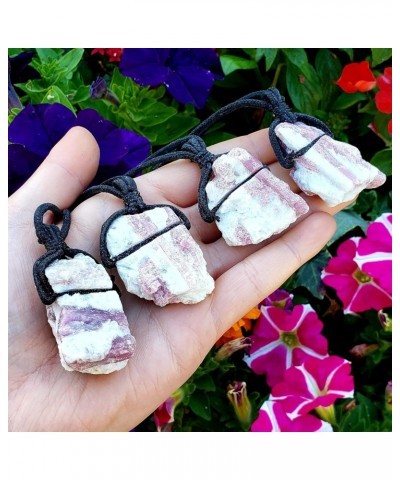 1pc Raw Pink Tourmaline matrix in Quartz Natural Crystal Healing Gemstone Wrapped Pendant with Soft Cord 22" Necklace $8.55 N...