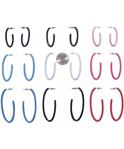 6 Pairs Multi Colors Hoop Acrylic Nylon Plastic Post Earrings Medical Hypoallergenic No Metal Studs Sensitive Ears White Blac...