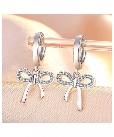 Bow Dangle Drop Tassel Earrings for Women Girls Bow Knot Earring Stud Earrings Valentine's Day Fashion Jewelry Gift B $4.39 E...