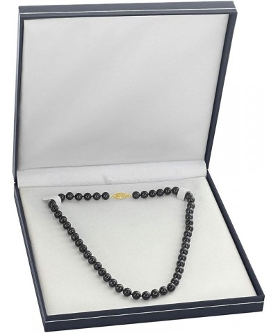 14K Gold 5.5-6.0mm Round Genuine Black Japanese Akoya Saltwater Cultured Pearl Necklace for Women 51.0 Inches Yellow Gold $11...