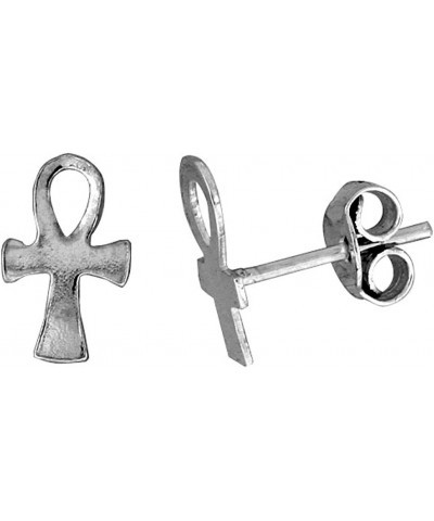 Tiny Sterling Silver Ankh Stud Earrings 3/8 inch $8.41 Earrings