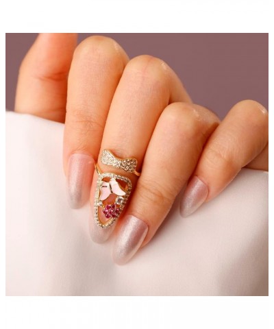 18K Gold Plated Finger Tip Ring Flower with Pearl Statement Fingernail Protecting Jewelry for Women Girls Pink $10.07 Rings