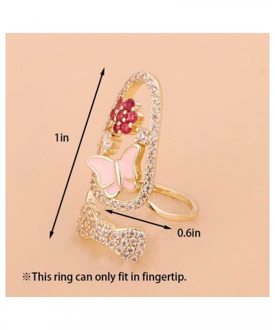 18K Gold Plated Finger Tip Ring Flower with Pearl Statement Fingernail Protecting Jewelry for Women Girls Pink $10.07 Rings