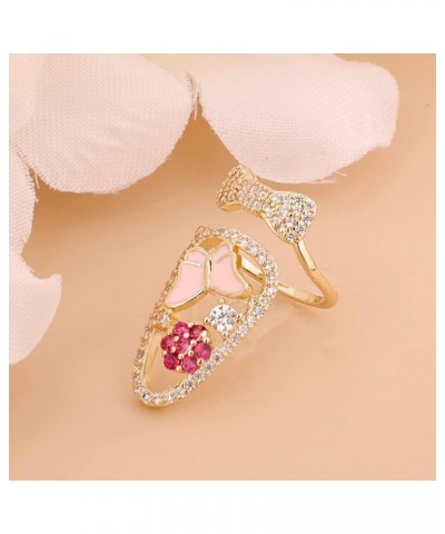 18K Gold Plated Finger Tip Ring Flower with Pearl Statement Fingernail Protecting Jewelry for Women Girls Pink $10.07 Rings