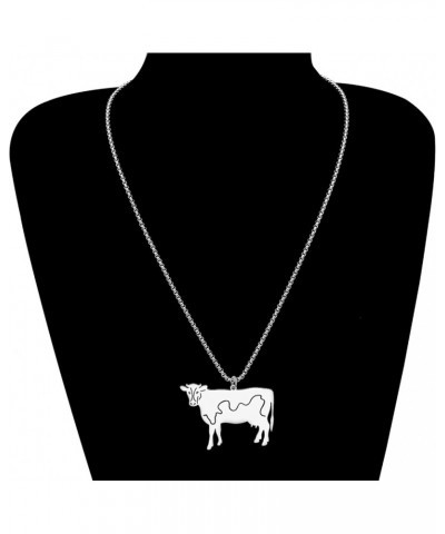 Stainless Steel Cute Cow Necklace 18K Gold Plated Pendant Farm Animals Jewelry for Women Girls Novelty Gifts Party Favors Sil...