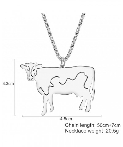 Stainless Steel Cute Cow Necklace 18K Gold Plated Pendant Farm Animals Jewelry for Women Girls Novelty Gifts Party Favors Sil...