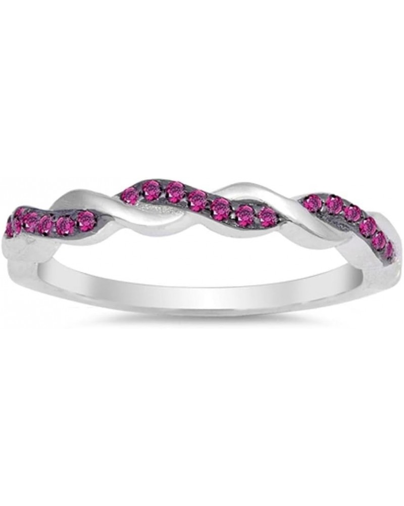 CHOOSE YOUR COLOR Sterling Silver Infinity Knot Ring Red (Simulated Ruby) $10.99 Rings