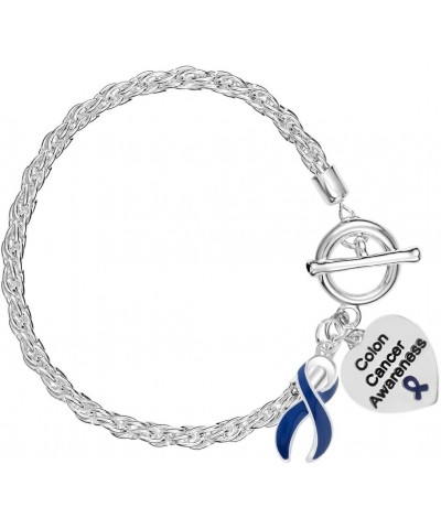 | Colon Cancer Awareness Charm Bracelet with Accent String - Dark Blue Ribbon Bracelets for Colon Cancer Awareness $9.60 Brac...