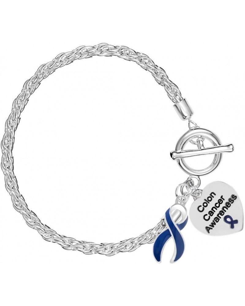 | Colon Cancer Awareness Charm Bracelet with Accent String - Dark Blue Ribbon Bracelets for Colon Cancer Awareness $9.60 Brac...