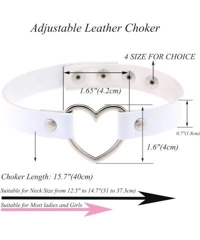 Love Heart Adjustable Leather Choker Punk PU Necklace Goth Choker Soft Collar Chain for Women Girls Heart-White $7.07 Necklaces