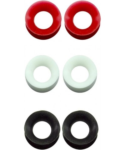 3 Pairs Red White Black Glow in The Dark Ultra Thin Silicone Double Flared Flexible Ear Skin Tunnels Ear Stretching Plug Gaug...