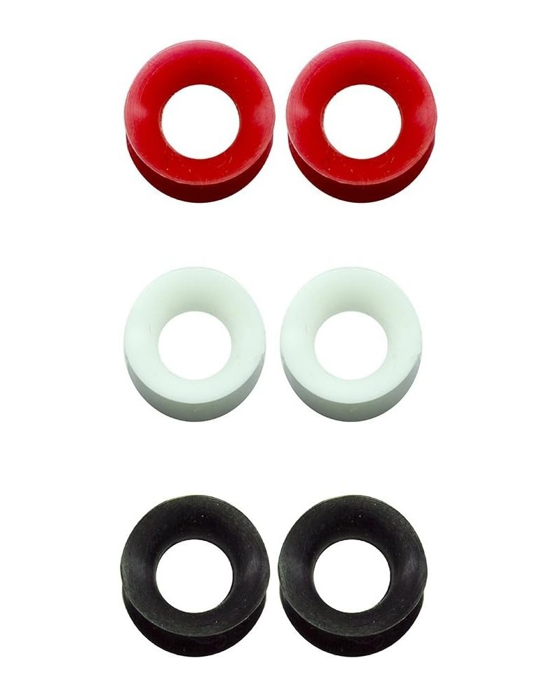 3 Pairs Red White Black Glow in The Dark Ultra Thin Silicone Double Flared Flexible Ear Skin Tunnels Ear Stretching Plug Gaug...