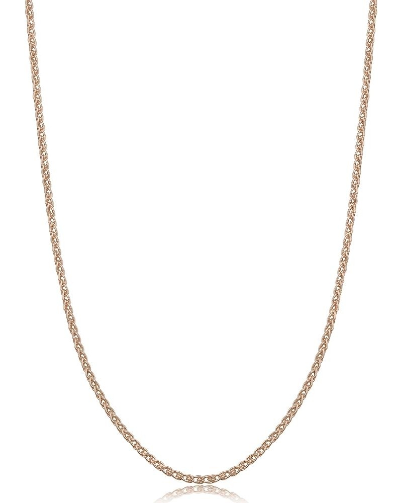 Rose Gold Plated Sterling Silver Round Wheat Chain Necklace (1.5 mm) 30.0 Inches 1.5 mm wide $14.70 Necklaces