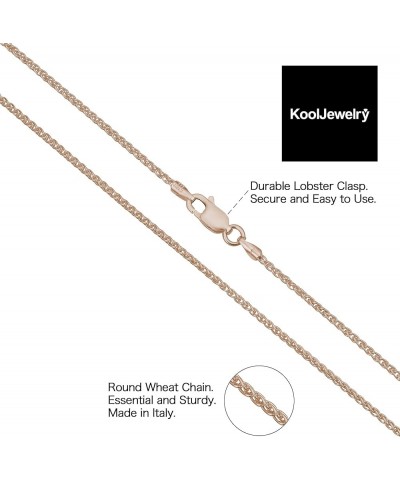 Rose Gold Plated Sterling Silver Round Wheat Chain Necklace (1.5 mm) 30.0 Inches 1.5 mm wide $14.70 Necklaces