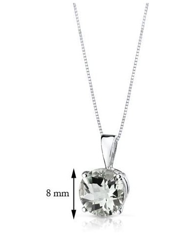 Solid 14K White Gold Green Amethyst Solitaire Pendant for Women, Genuine Gemstone Birthstone, Round Shape, 8mm, 1.75 Carats t...