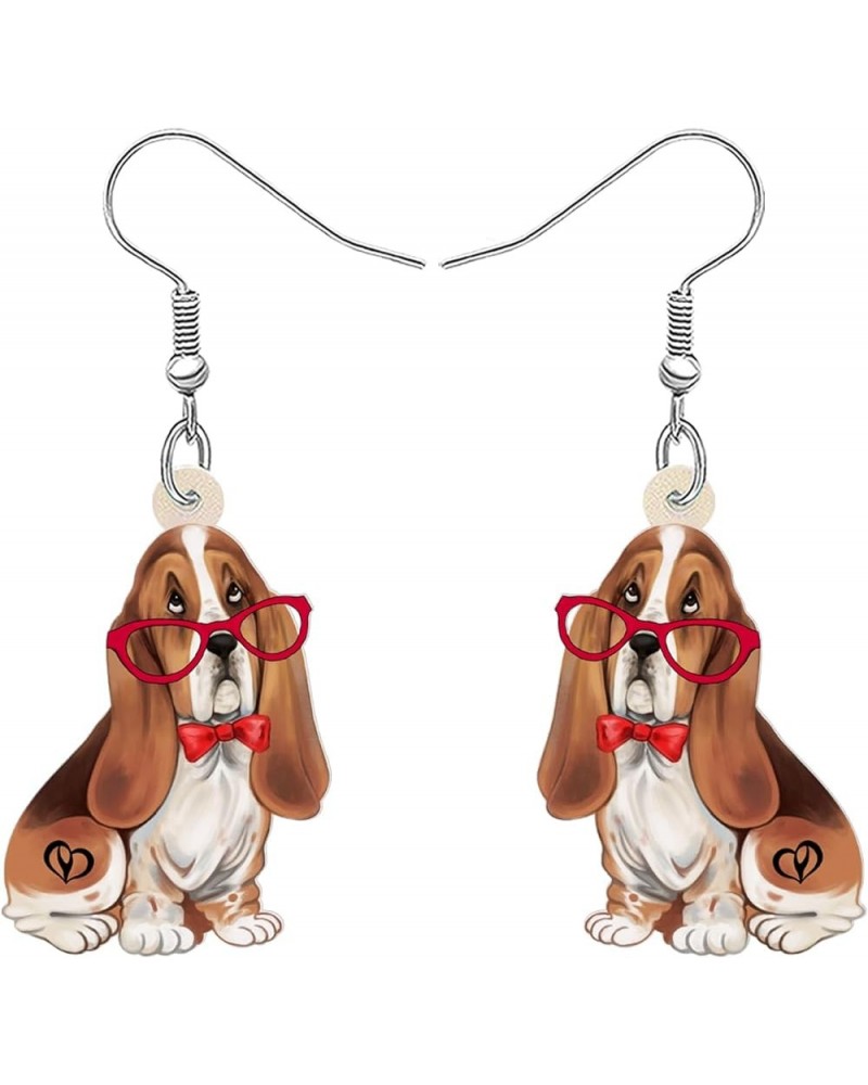 Acrylic Cute Anime Basset Hound Dog Earrings Dangle Drop Puppy Pets Jewelry for Women Girls Kids Dog Lovers Charms Gifts Part...