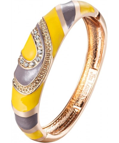 Enamel Bracelet Jewelry Golden Multi-Color Crystals Inlay Oval Wide Cuff Bangle for Women 88A25 A26-Grey Yellow $15.90 Bracelets