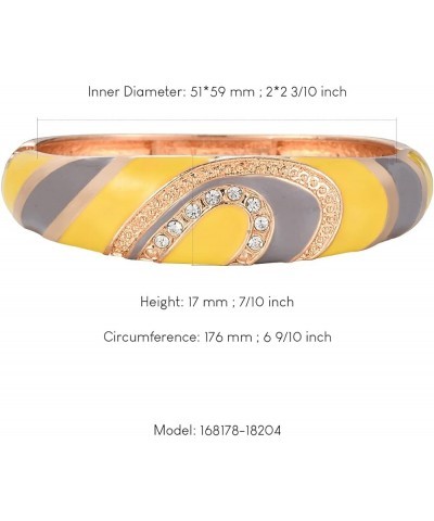 Enamel Bracelet Jewelry Golden Multi-Color Crystals Inlay Oval Wide Cuff Bangle for Women 88A25 A26-Grey Yellow $15.90 Bracelets