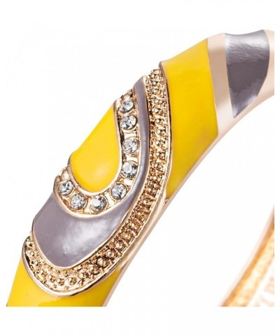 Enamel Bracelet Jewelry Golden Multi-Color Crystals Inlay Oval Wide Cuff Bangle for Women 88A25 A26-Grey Yellow $15.90 Bracelets