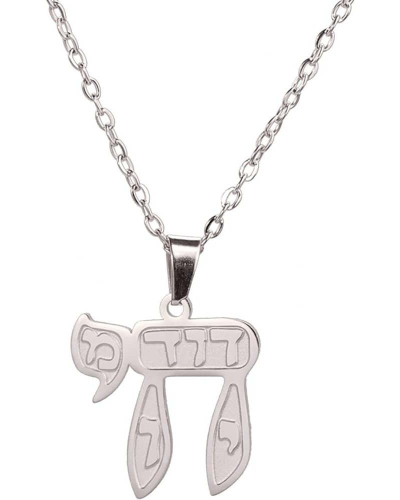 Hebrew Chai Necklace for Women Stainless Steel Classic Hebrew Sign of Life Letter Chai Pendant Necklace Religious Jewish Jewe...