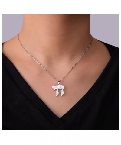 Hebrew Chai Necklace for Women Stainless Steel Classic Hebrew Sign of Life Letter Chai Pendant Necklace Religious Jewish Jewe...