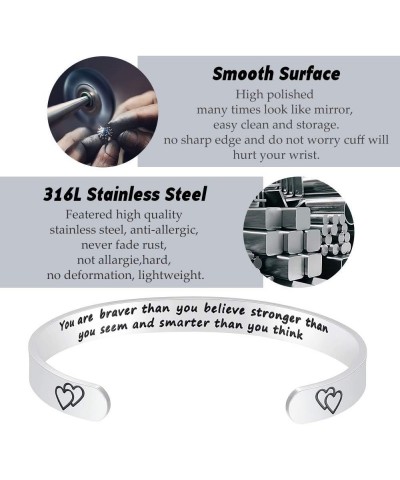 Inspirational Bracelets for Women,Stainless Steel Engraved Personalized Positive Mantra Quote Keep Going Cuff Bangle College ...