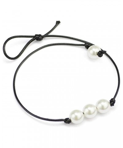 Single White Pearl Choker Necklace with Three Beads Freshwater Pearls Choker Necklace for Women Girls (2 Pack) $6.26 Necklaces