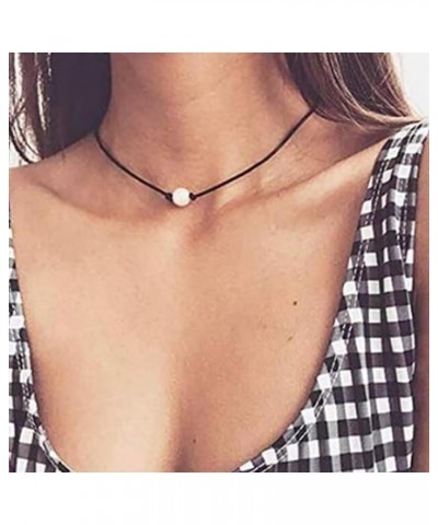 Single White Pearl Choker Necklace with Three Beads Freshwater Pearls Choker Necklace for Women Girls (2 Pack) $6.26 Necklaces