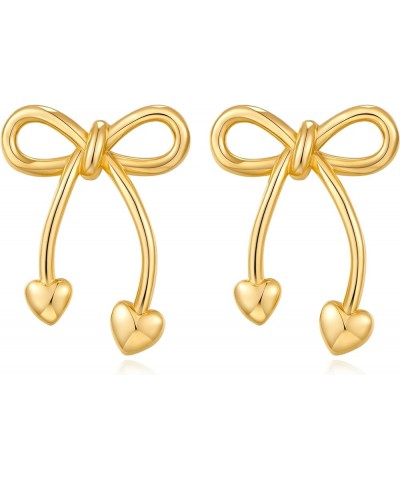 Gold Bow Earrings for Women Chic Studs White Gold Bowknot Chuncky Ribbon Earrings Trendy Statment Jewelry Gifts Bow-Gold-5 $9...