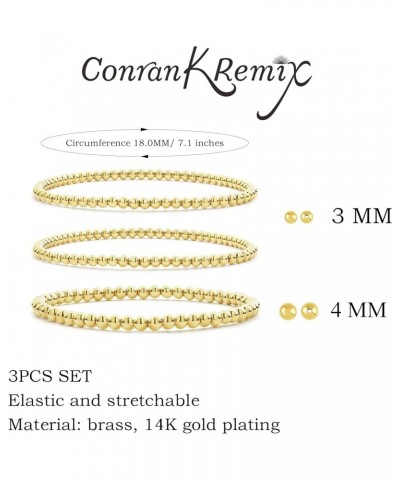 Gold Beaded Bracelet For Women Set 14K Gold Bead Stretch Bracelet Stack Trendy Gold Jewelry For Women Gold-3PCS $12.97 Bracelets