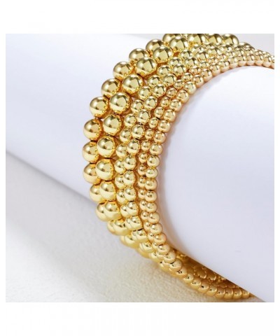 Gold Beaded Bracelet For Women Set 14K Gold Bead Stretch Bracelet Stack Trendy Gold Jewelry For Women Gold-3PCS $12.97 Bracelets