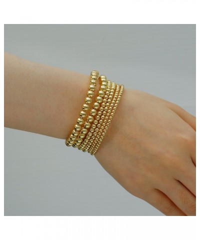 Gold Beaded Bracelet For Women Set 14K Gold Bead Stretch Bracelet Stack Trendy Gold Jewelry For Women Gold-3PCS $12.97 Bracelets