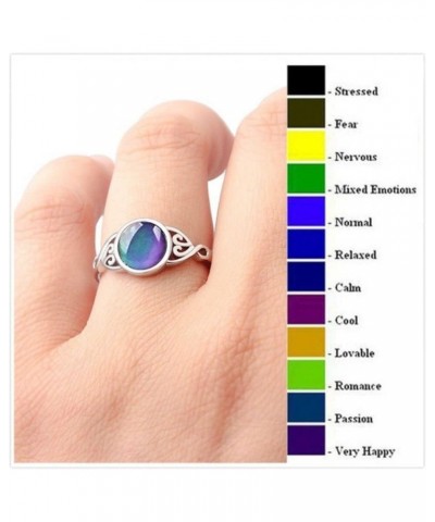 White Gold Plated Handmade Oval Ring Temperature Control Color Change Mood Rings Vintage 925 Sterling Silver Round Crystal Te...